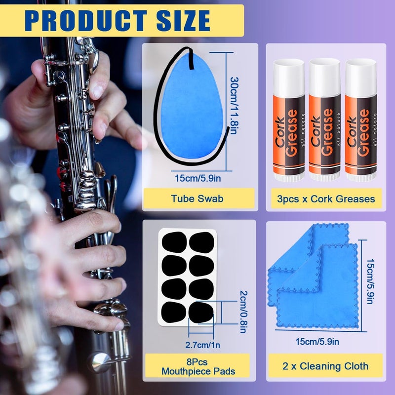 Mereido Clarinet Cleaning Kit with Case, Saxophone Cleaning Kit, Clarinet & Saxophone Care Kit, Maintenance Kit with Case for Wind & Woodwind Instrument - Image 2